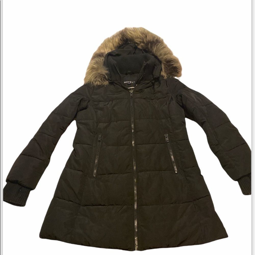Novelti vegan thinsulate winter parka jacket with faux fur trim